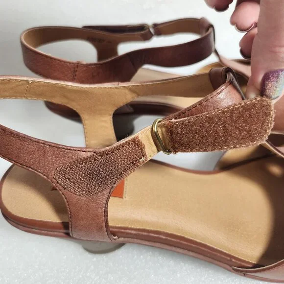 Miz Mooz Carter Leather Open Toe T-Strap Sandals Size 40 US 9 Brown - Picture 5 of 14